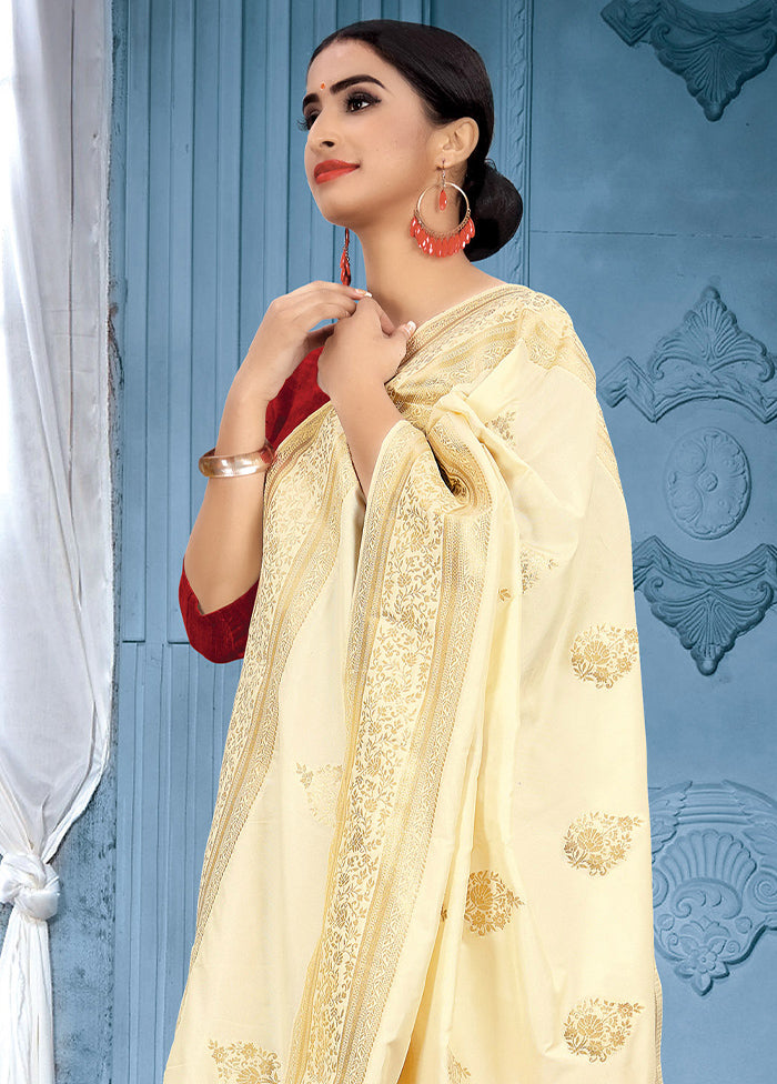 Cream Banarasi Art Silk Dupatta