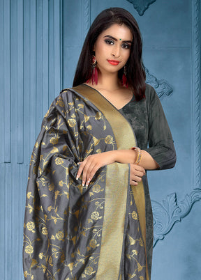 Grey Banarasi Art Silk Dupatta