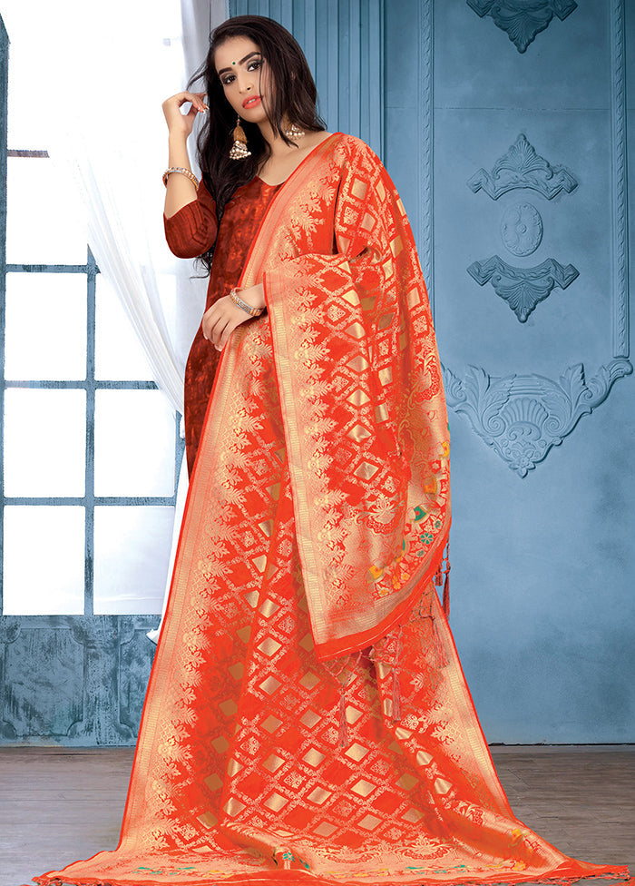 Orange Banarasi Art Silk Dupatta