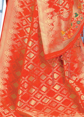 Orange Banarasi Art Silk Dupatta