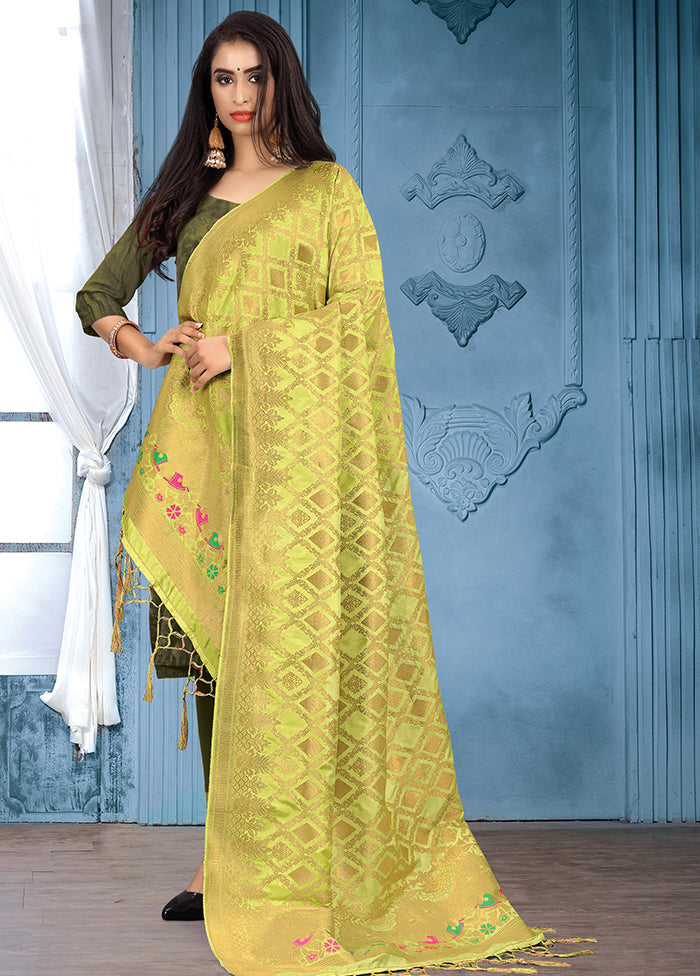 Light Green Banarasi Art Silk Dupatta