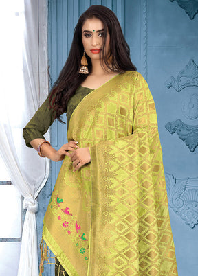 Light Green Banarasi Art Silk Dupatta