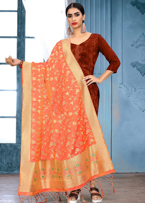 Orange Banarasi Art Silk Dupatta