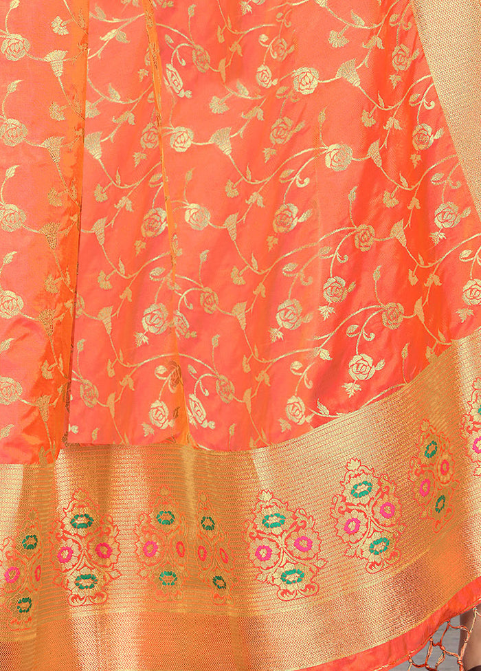 Orange Banarasi Art Silk Dupatta