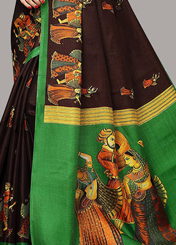 Brown Spun Silk Woven Saree With Blouse Piece