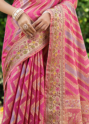 Pink Organza Saree With Blouse Piece