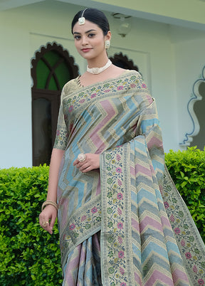 Grey Organza Saree With Blouse Piece