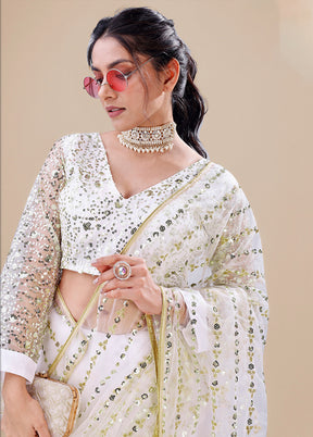 White Organza Saree With Blouse Piece