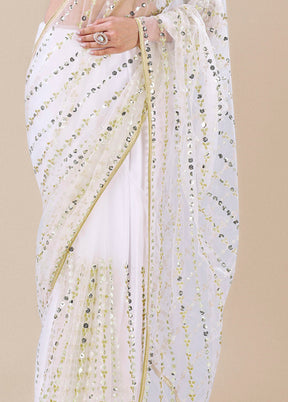 White Organza Saree With Blouse Piece