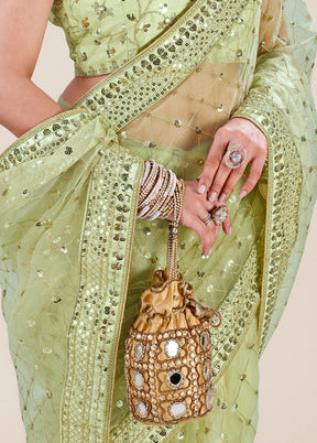 Green Organza Saree With Blouse Piece