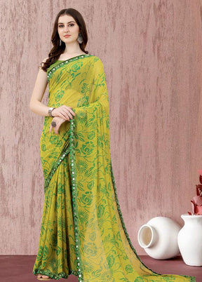 Yellow Georgette Saree With Blouse Piece