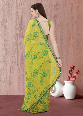 Yellow Georgette Saree With Blouse Piece