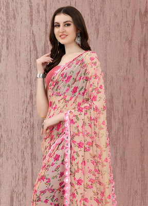 Multicolor Georgette Saree With Blouse Piece