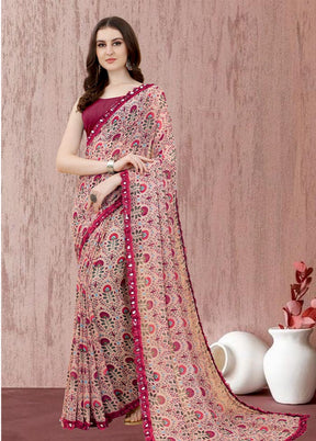 Multicolor Georgette Saree With Blouse Piece