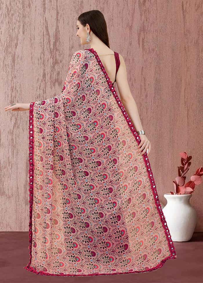 Multicolor Georgette Saree With Blouse Piece