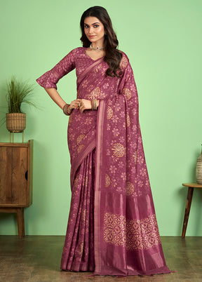 Pink Dupion Silk Saree With Blouse Piece