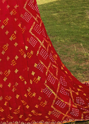 Red Georgette Saree With Blouse Piece