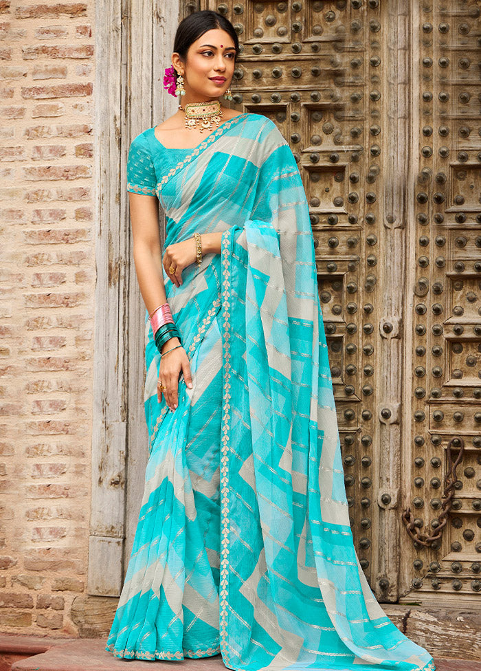 Multicolor Chiffon Silk Saree With Blouse Piece