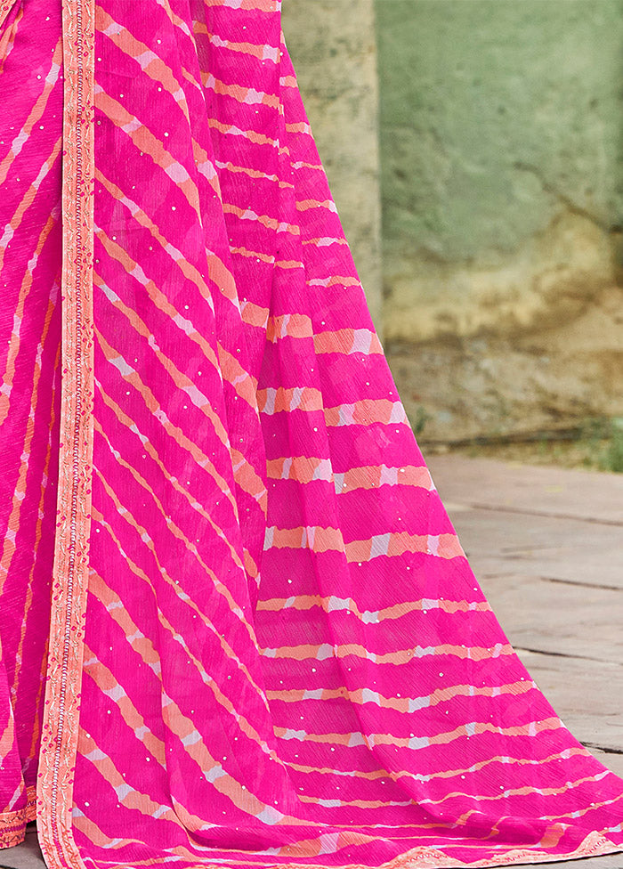 Magenta Chiffon Silk Saree With Blouse Piece