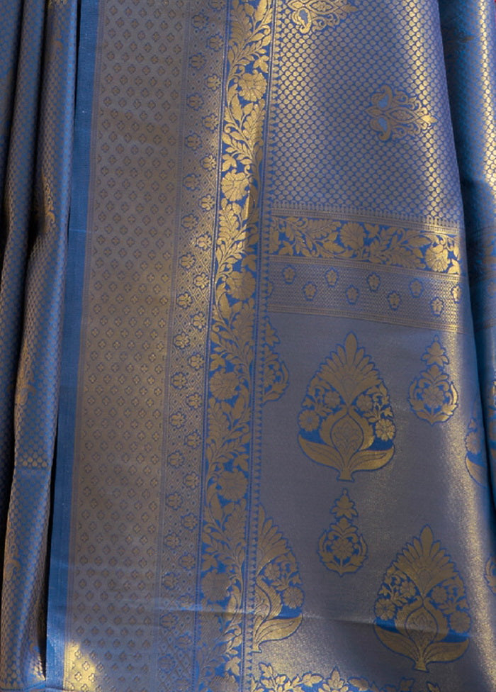 Blue Handloom Silk Saree With Blouse