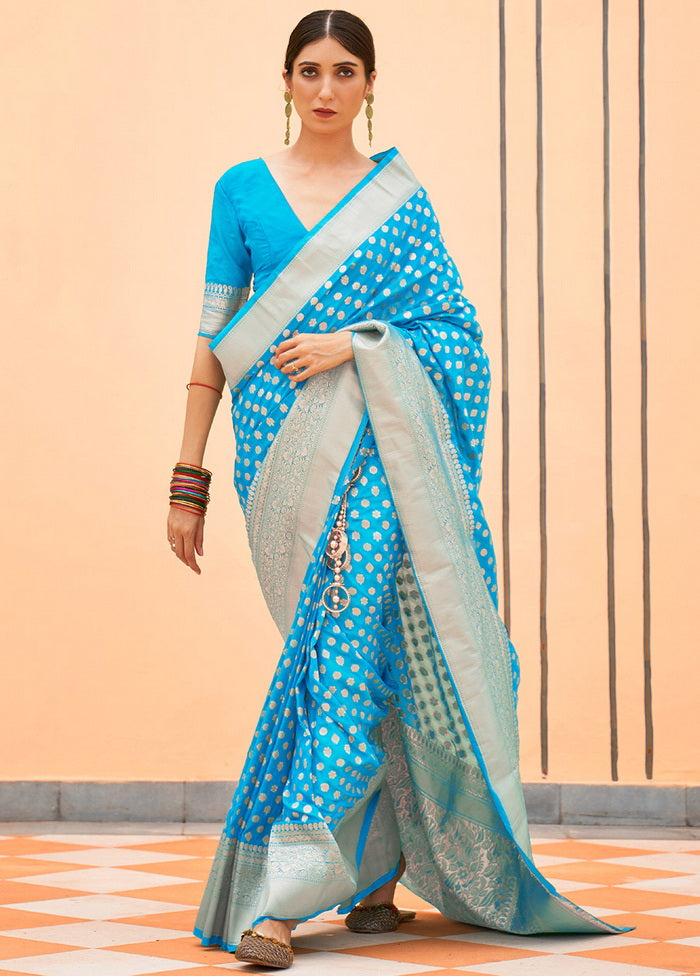 Blue Handloom Silk Saree With Blouse