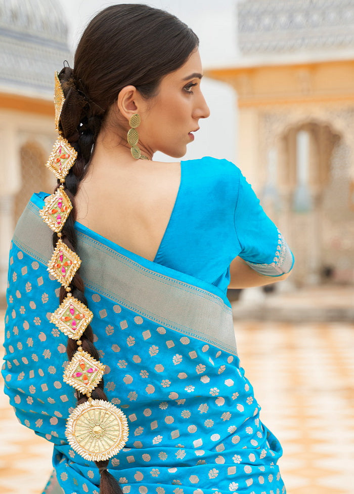 Blue Handloom Silk Saree With Blouse