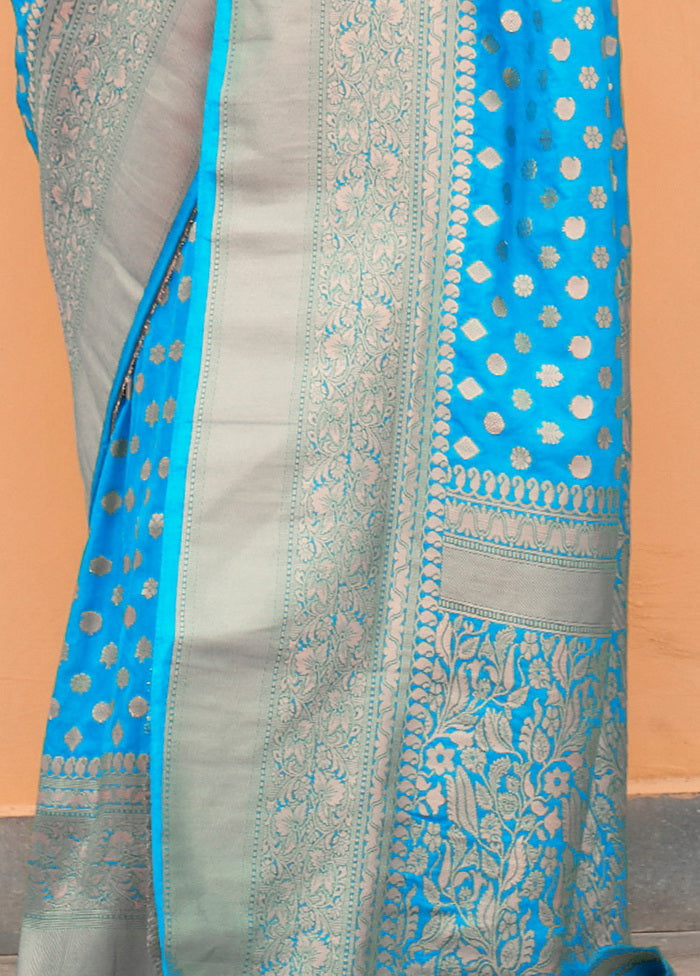 Blue Handloom Silk Saree With Blouse