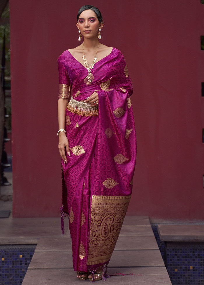 Rani Spun Silk Woven Work Saree With Blouse