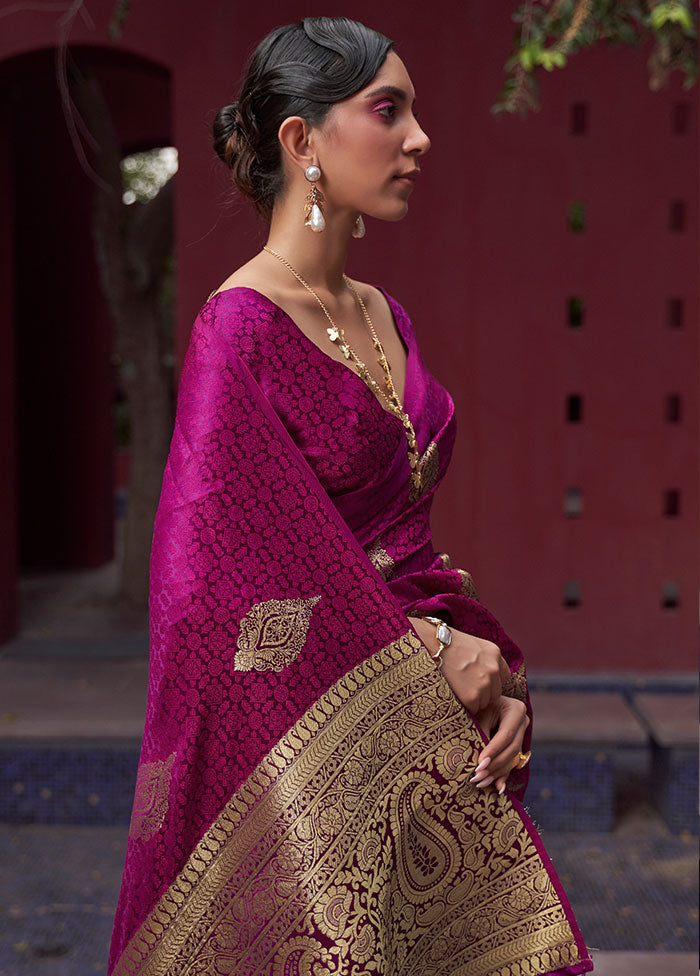 Rani Spun Silk Woven Work Saree With Blouse