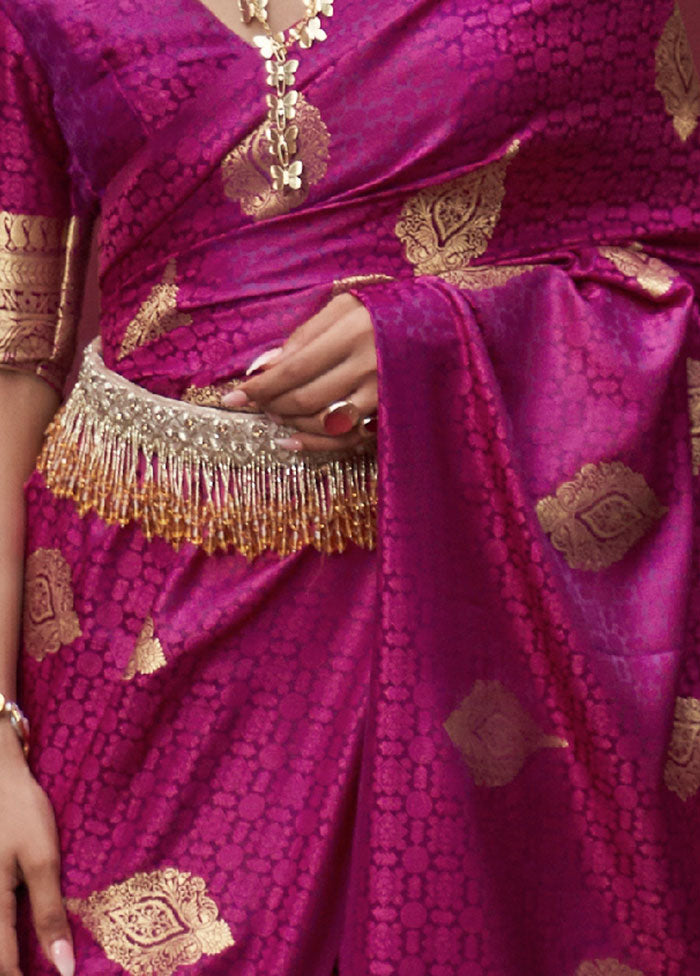 Rani Spun Silk Woven Work Saree With Blouse
