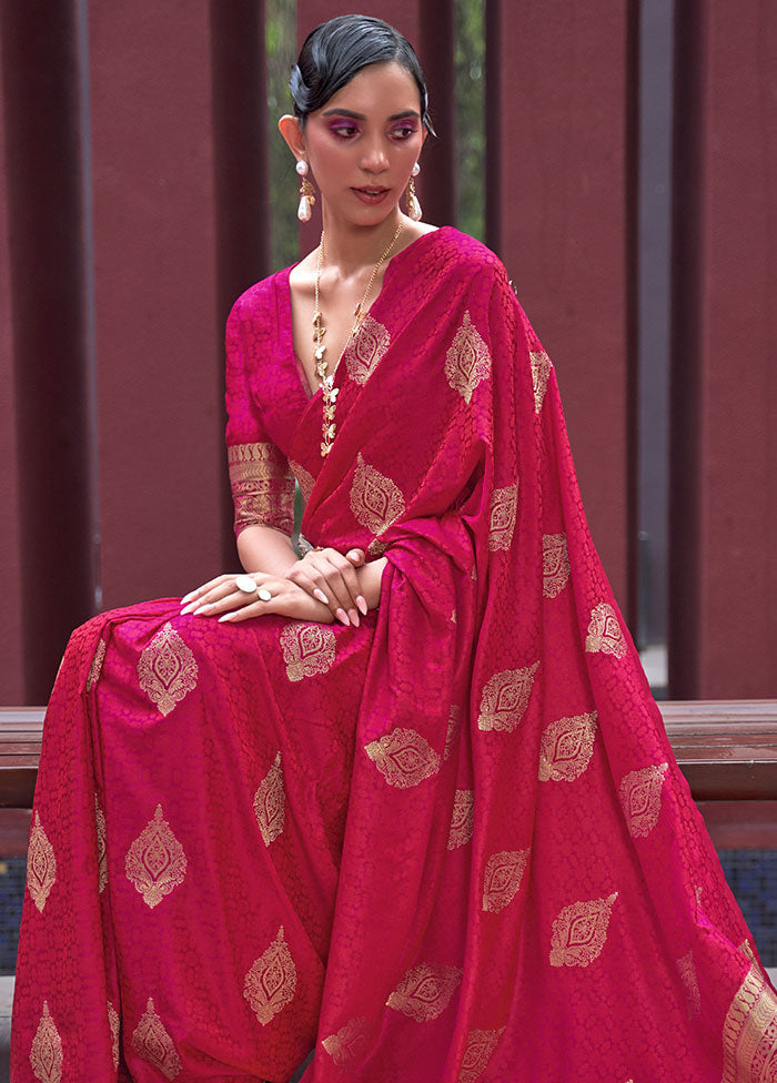 Pink Spun Silk Woven Work Saree With Blouse