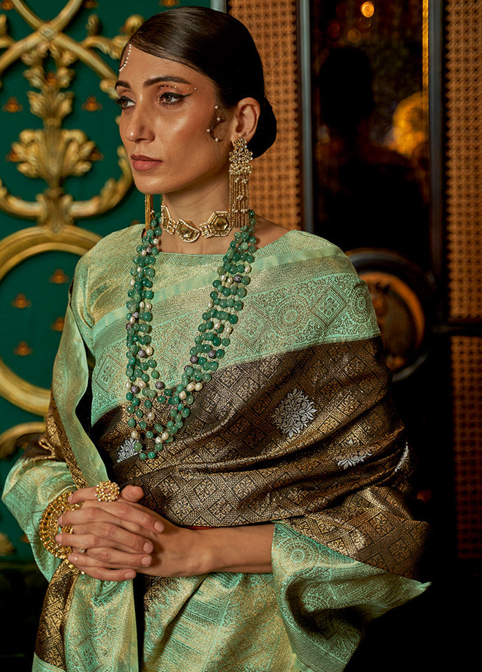 Brown Spun Silk Saree With Blouse Piece