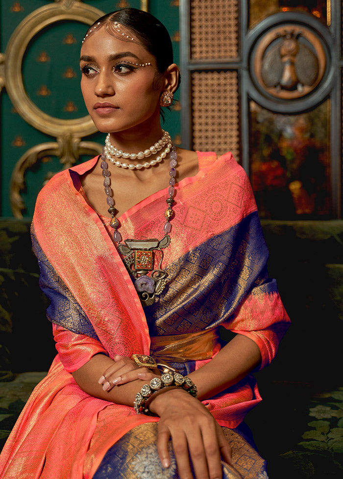 Blue Spun Silk Saree With Blouse Piece