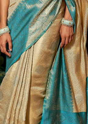 Beige Spun Silk Saree With Blouse Piece