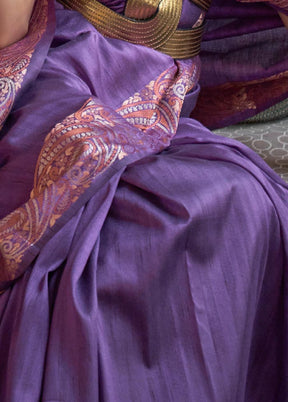 Blue Spun Silk Zari Woven Saree With Blouse