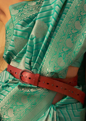 Green Spun Silk Woven Work Saree With Blouse
