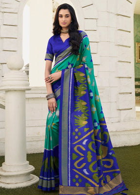 Multicolor Spun Silk Zari Woven With Blouse