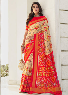 Multicolor Spun Silk Zari Woven With Blouse