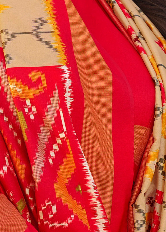 Multicolor Spun Silk Zari Woven With Blouse