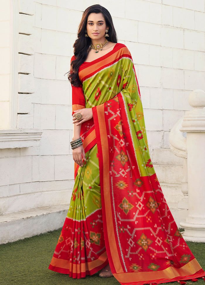 Multicolor Spun Silk Zari Woven With Blouse