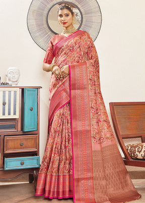 Multicolor Spun Silk Woven Work Saree With Blouse
