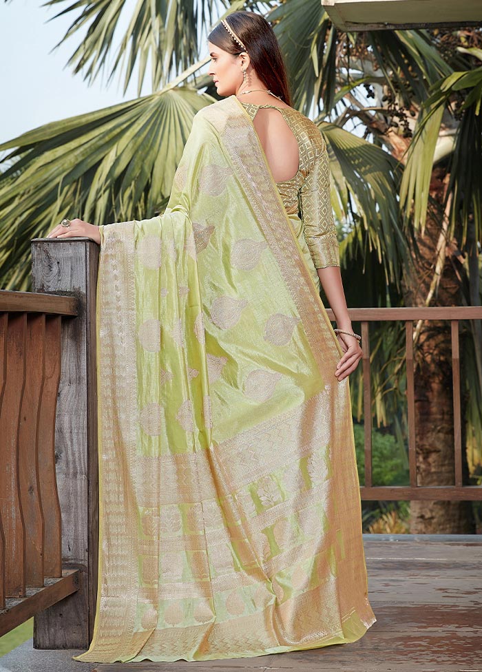 Green Woven Silk Saree With Blouse