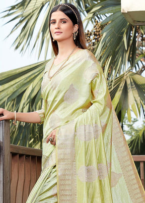 Green Woven Silk Saree With Blouse