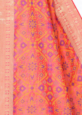 Peach Spun Silk Saree With Blouse Piece