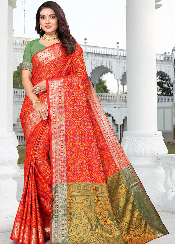 Red Spun Silk Saree With Blouse Piece