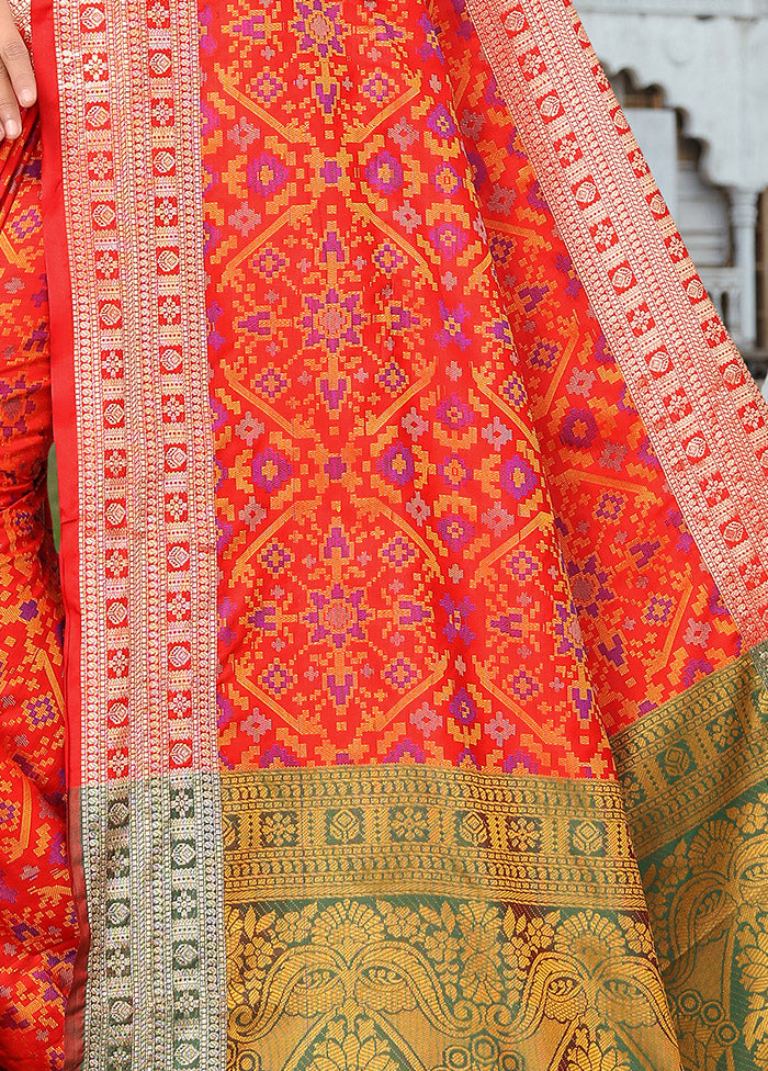 Red Spun Silk Saree With Blouse Piece