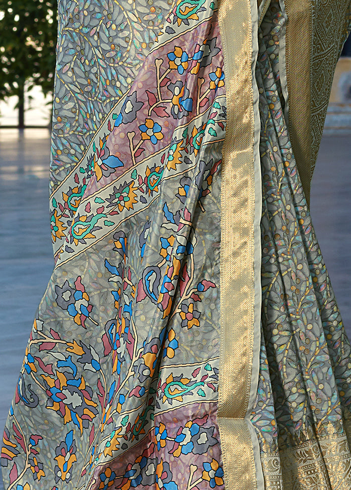 Multicolor Spun Silk Saree With Blouse Piece