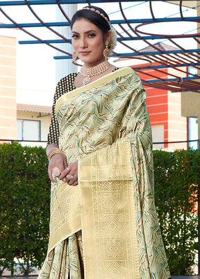 Multicolor Spun Silk Saree With Blouse Piece