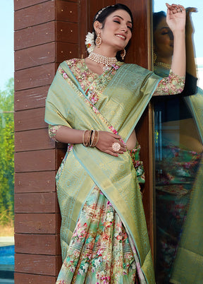 Multicolor Spun Silk Saree With Blouse Piece