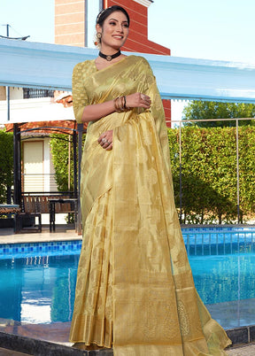 Yellow Organza Zari Woven Butti Work Saree With Blouse